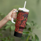 Aotearoa Iwi Rongowhakaata Tumbler With Handle Maori Wharenui House Tribal Pattern