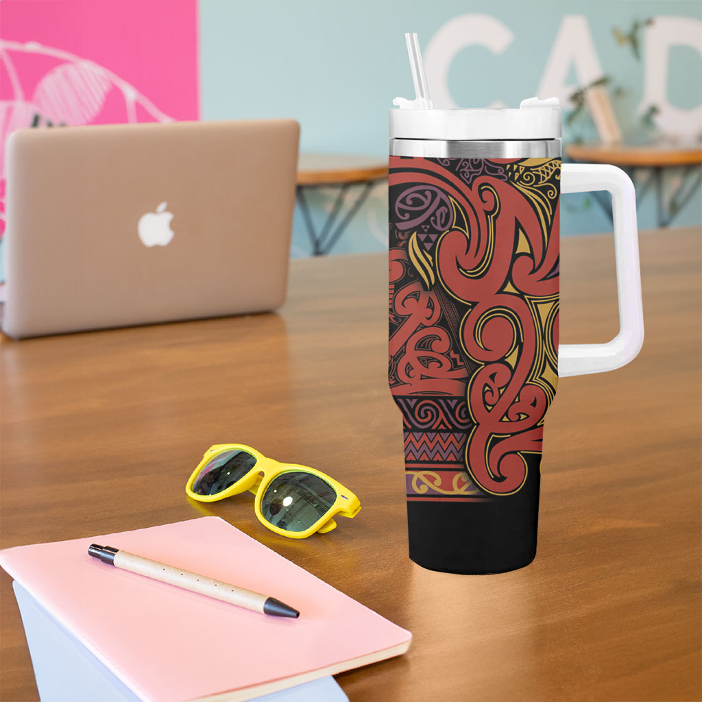 Aotearoa Iwi Rongowhakaata Tumbler With Handle Maori Wharenui House Tribal Pattern