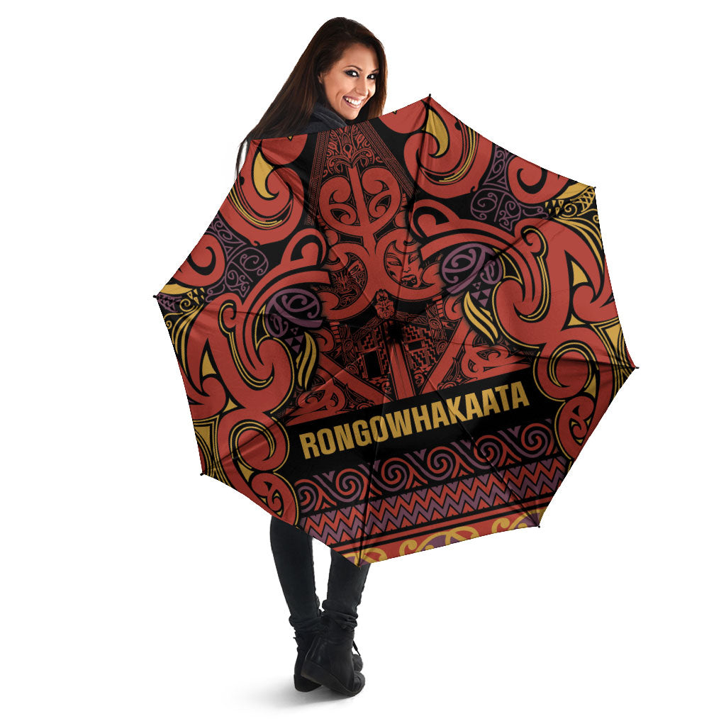 Aotearoa Iwi Rongowhakaata Umbrella Maori Wharenui House Tribal Pattern