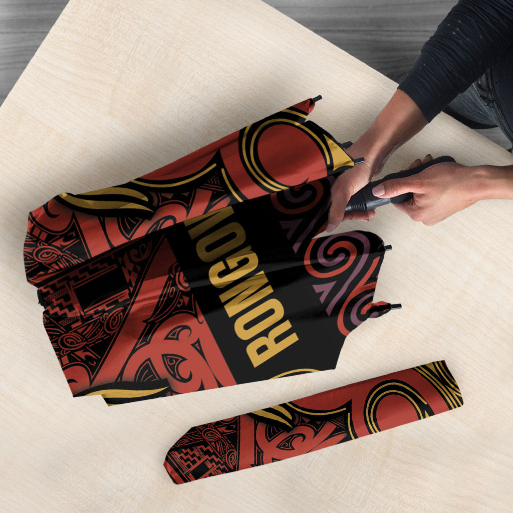 Aotearoa Iwi Rongowhakaata Umbrella Maori Wharenui House Tribal Pattern