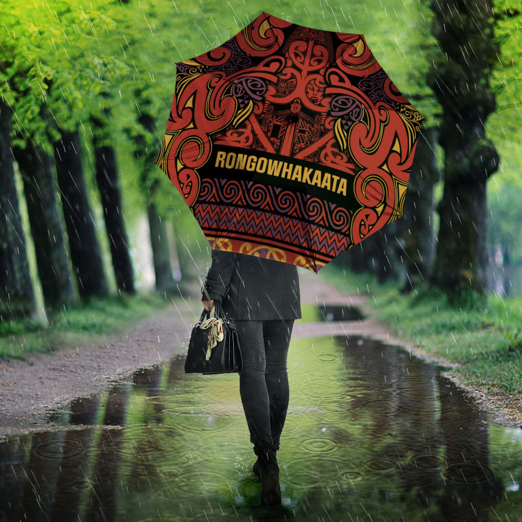 Aotearoa Iwi Rongowhakaata Umbrella Maori Wharenui House Tribal Pattern