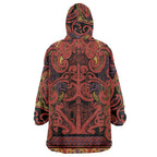 Aotearoa Iwi Rongowhakaata Wearable Blanket Hoodie Maori Wharenui House Tribal Pattern