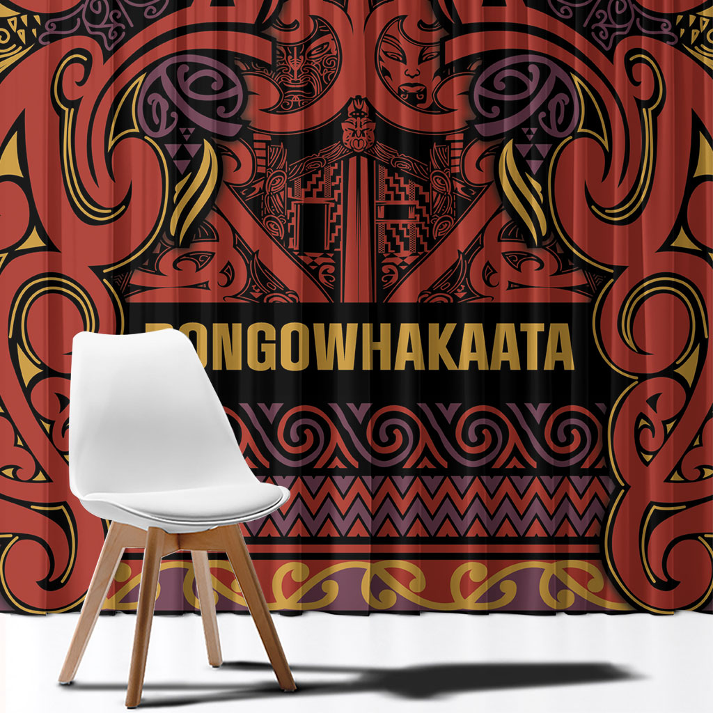 Aotearoa Iwi Rongowhakaata Window Curtain Maori Wharenui House Tribal Pattern