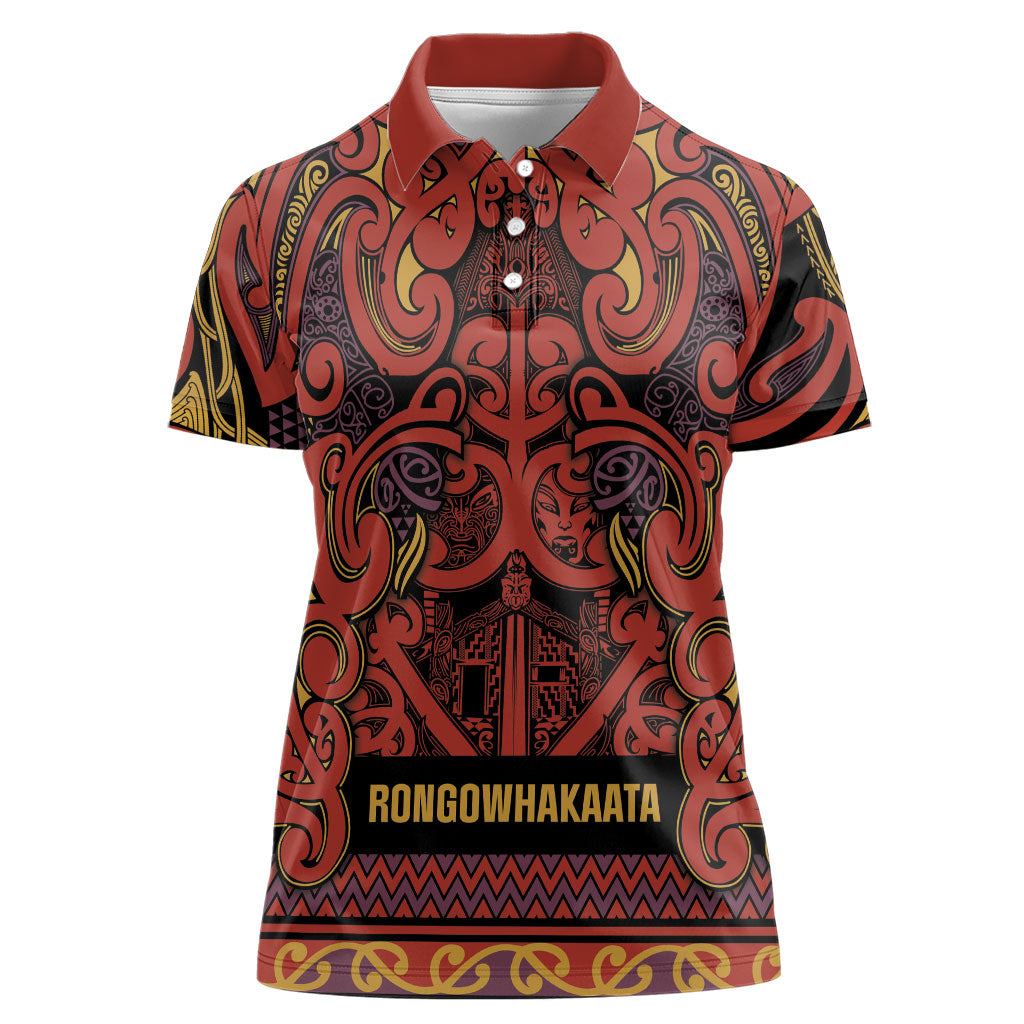 Aotearoa Iwi Rongowhakaata Women Polo Shirt Maori Wharenui House Tribal Pattern