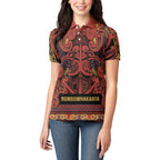 Aotearoa Iwi Rongowhakaata Women Polo Shirt Maori Wharenui House Tribal Pattern