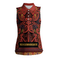 Aotearoa Iwi Rongowhakaata Women Sleeveless Polo Shirt Maori Wharenui House Tribal Pattern