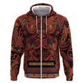 Aotearoa Iwi Rongowhakaata Zip Hoodie Maori Wharenui House Tribal Pattern