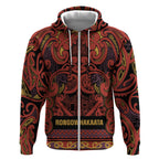 Aotearoa Iwi Rongowhakaata Zip Hoodie Maori Wharenui House Tribal Pattern