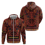 Aotearoa Iwi Rongowhakaata Zip Hoodie Maori Wharenui House Tribal Pattern