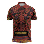 Aotearoa Iwi Rongowhakaata Zipper Polo Shirt Maori Wharenui House Tribal Pattern