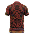 Aotearoa Iwi Rongowhakaata Zipper Polo Shirt Maori Wharenui House Tribal Pattern