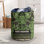Aotearoa Iwi Ngati Raukawa Laundry Basket Maori Wharenui House Tribal Pattern