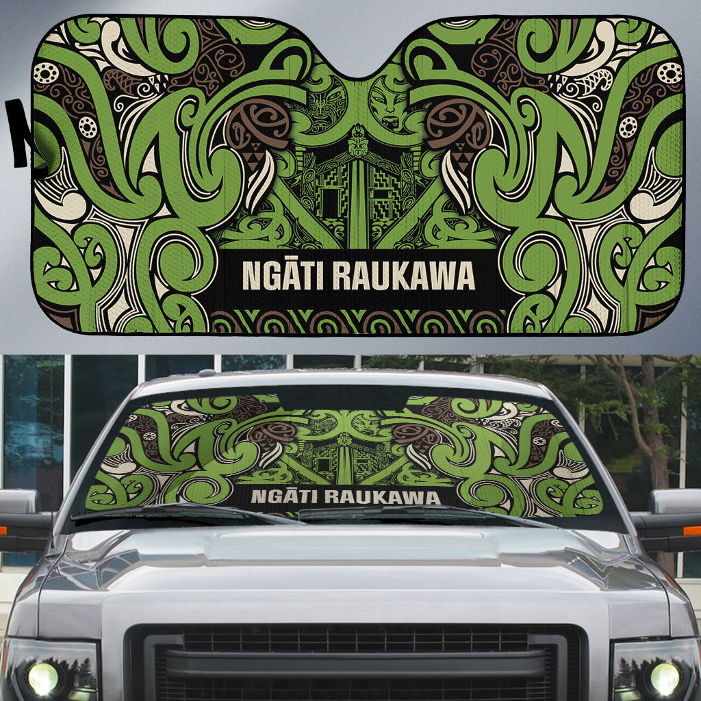 Aotearoa Iwi Ngati Raukawa Auto Sun Shade Maori Wharenui House Tribal Pattern