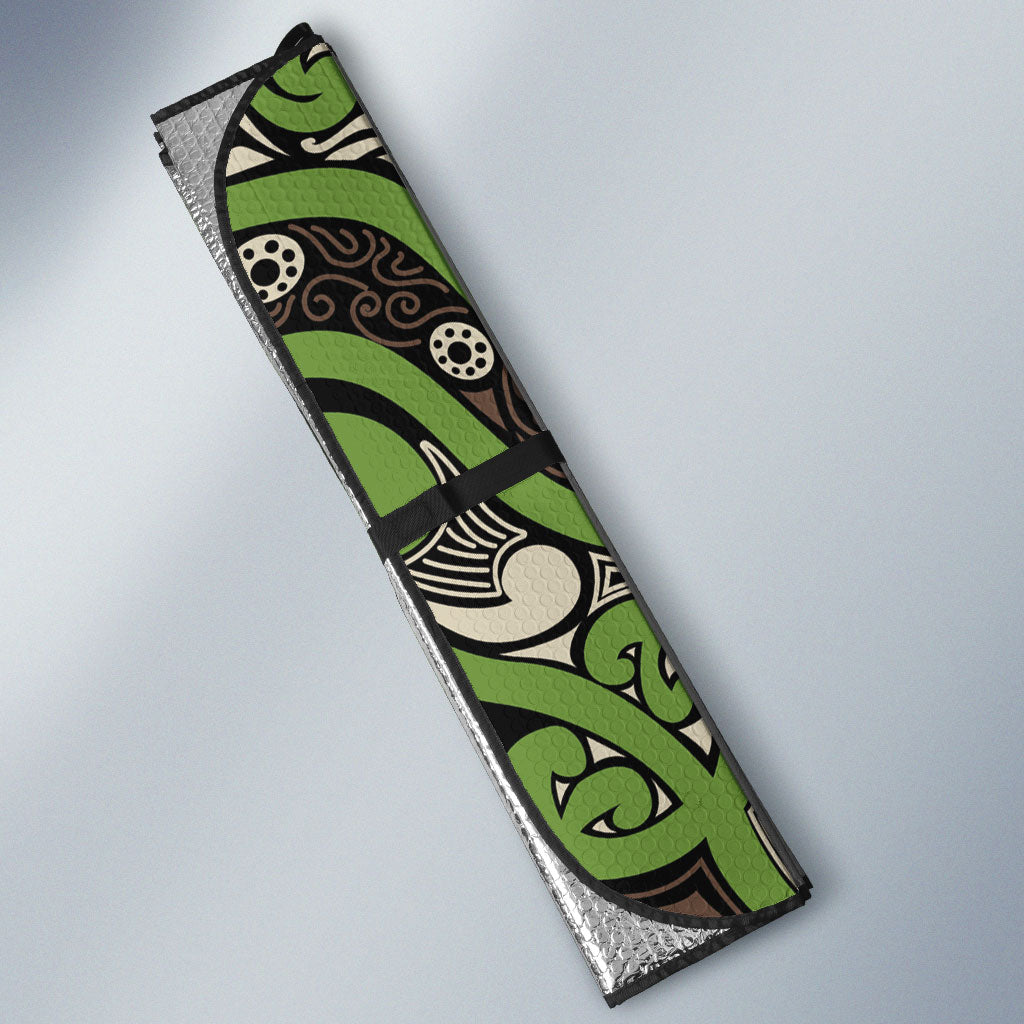 Aotearoa Iwi Ngati Raukawa Auto Sun Shade Maori Wharenui House Tribal Pattern