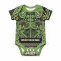 Aotearoa Iwi Ngati Raukawa Baby Onesie Maori Wharenui House Tribal Pattern