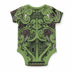 Aotearoa Iwi Ngati Raukawa Baby Onesie Maori Wharenui House Tribal Pattern