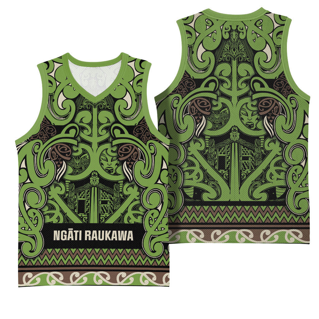 Aotearoa Iwi Ngati Raukawa Basketball Jersey Maori Wharenui House Tribal Pattern