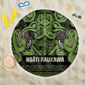 Aotearoa Iwi Ngati Raukawa Beach Blanket Maori Wharenui House Tribal Pattern
