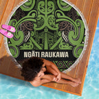 Aotearoa Iwi Ngati Raukawa Beach Blanket Maori Wharenui House Tribal Pattern