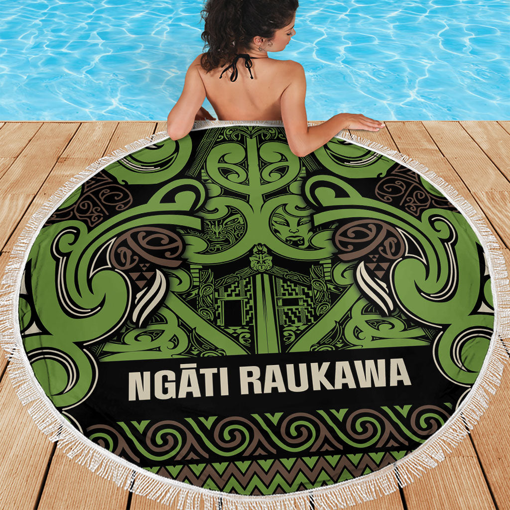 Aotearoa Iwi Ngati Raukawa Beach Blanket Maori Wharenui House Tribal Pattern
