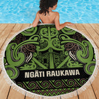Aotearoa Iwi Ngati Raukawa Beach Blanket Maori Wharenui House Tribal Pattern