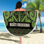 Aotearoa Iwi Ngati Raukawa Beach Blanket Maori Wharenui House Tribal Pattern