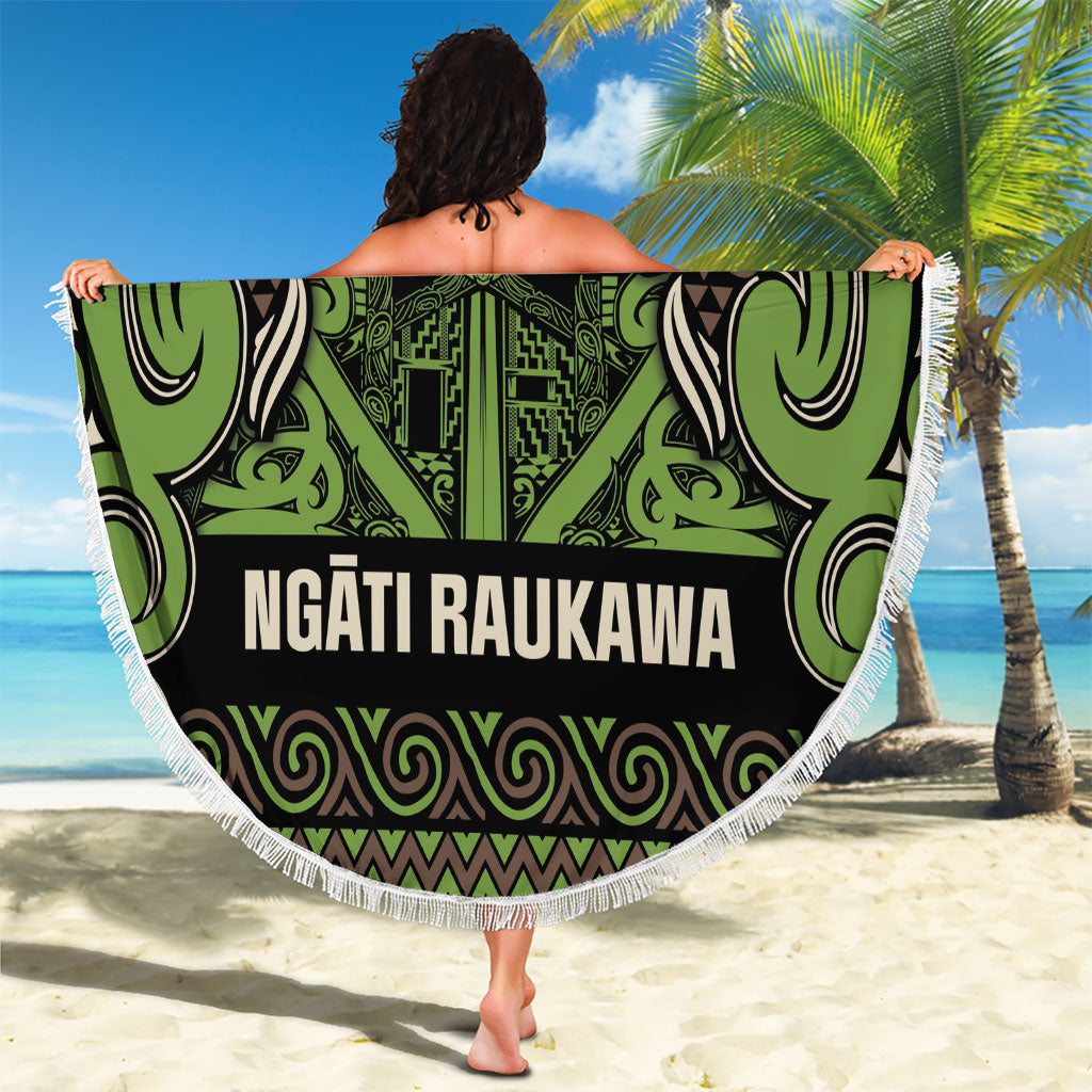 Aotearoa Iwi Ngati Raukawa Beach Blanket Maori Wharenui House Tribal Pattern