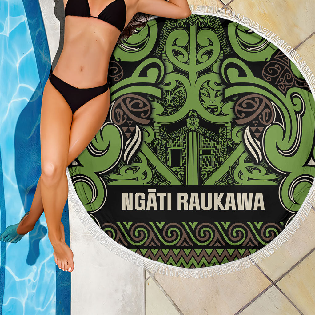 Aotearoa Iwi Ngati Raukawa Beach Blanket Maori Wharenui House Tribal Pattern