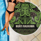 Aotearoa Iwi Ngati Raukawa Beach Blanket Maori Wharenui House Tribal Pattern