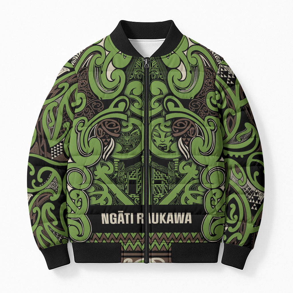 Aotearoa Iwi Ngati Raukawa Bomber Puffer Jacket Maori Wharenui House Tribal Pattern