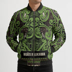 Aotearoa Iwi Ngati Raukawa Bomber Puffer Jacket Maori Wharenui House Tribal Pattern