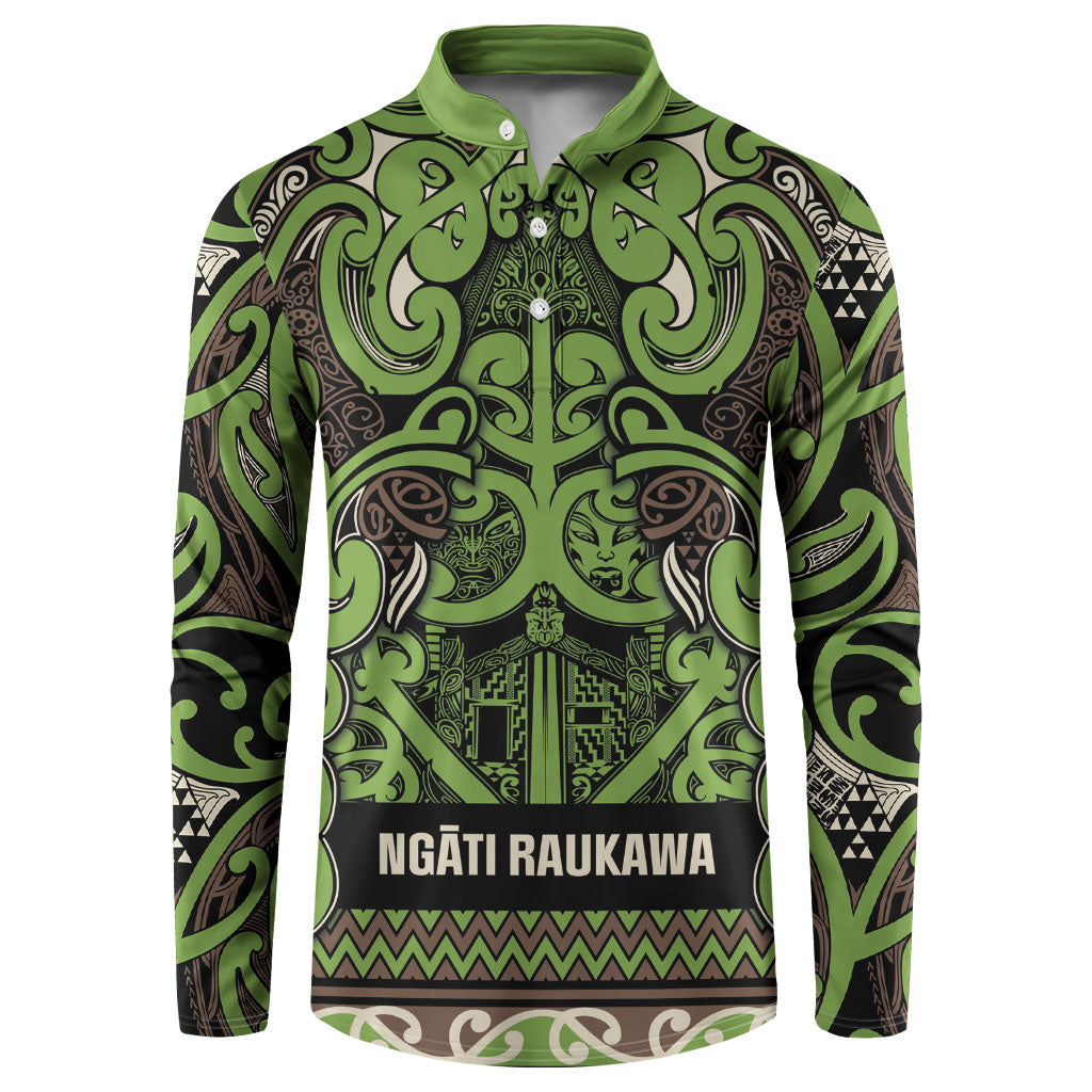 Aotearoa Iwi Ngati Raukawa Button Sweatshirt Maori Wharenui House Tribal Pattern