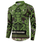 Aotearoa Iwi Ngati Raukawa Button Sweatshirt Maori Wharenui House Tribal Pattern