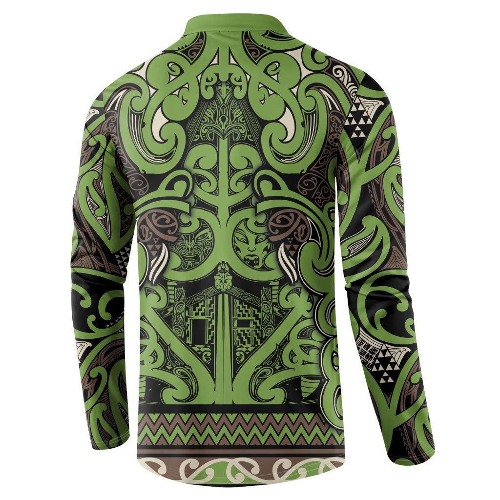 Aotearoa Iwi Ngati Raukawa Button Sweatshirt Maori Wharenui House Tribal Pattern
