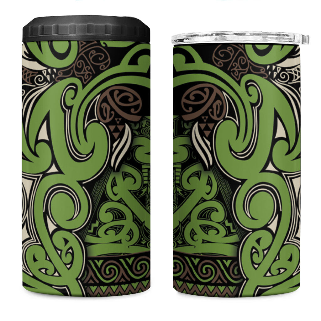 Aotearoa Iwi Ngati Raukawa 4 in 1 Can Cooler Tumbler Maori Wharenui House Tribal Pattern