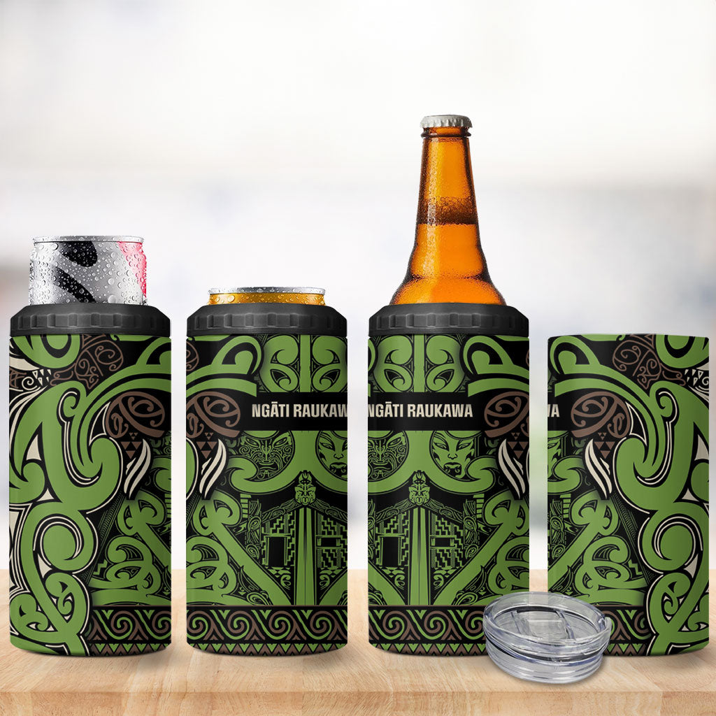 Aotearoa Iwi Ngati Raukawa 4 in 1 Can Cooler Tumbler Maori Wharenui House Tribal Pattern