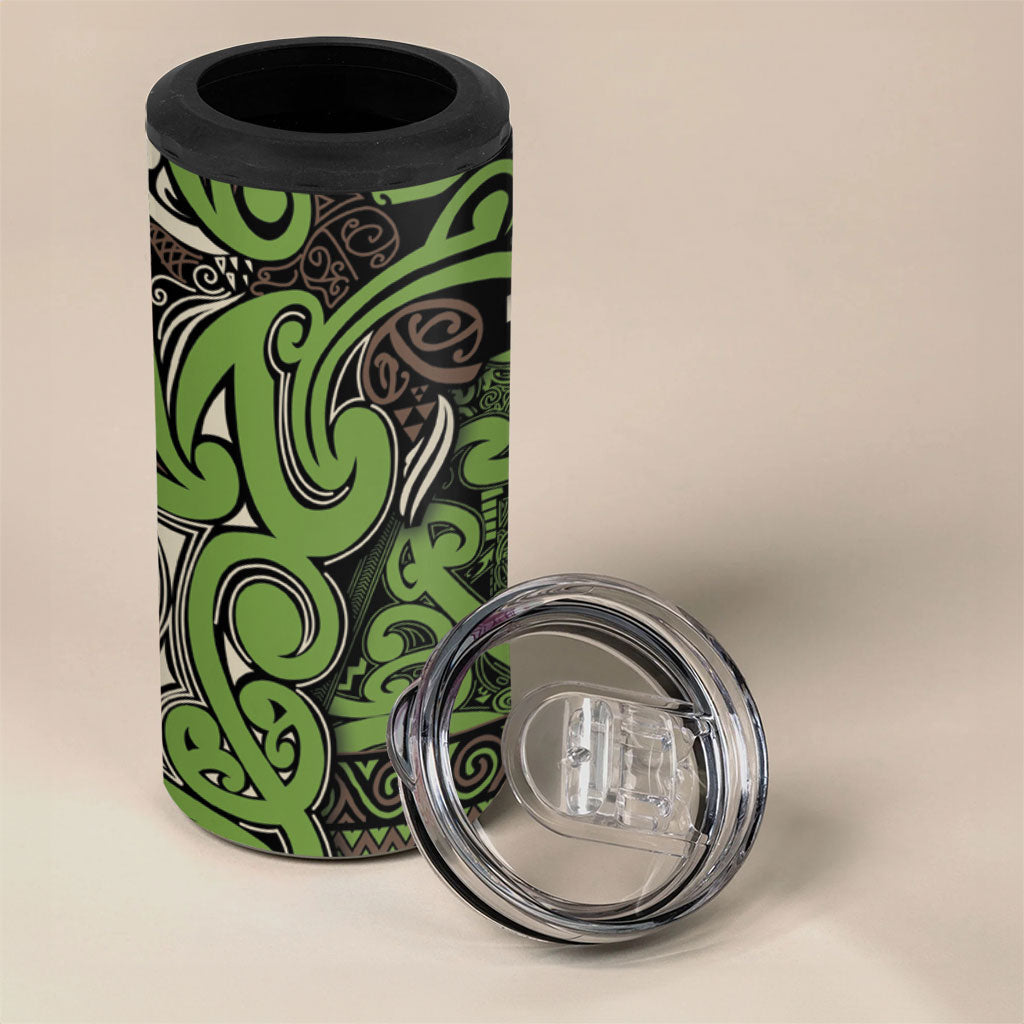 Aotearoa Iwi Ngati Raukawa 4 in 1 Can Cooler Tumbler Maori Wharenui House Tribal Pattern