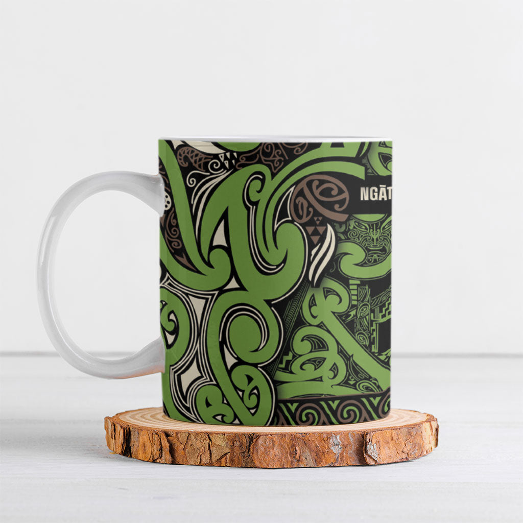Aotearoa Iwi Ngati Raukawa Ceramic Mug Maori Wharenui House Tribal Pattern