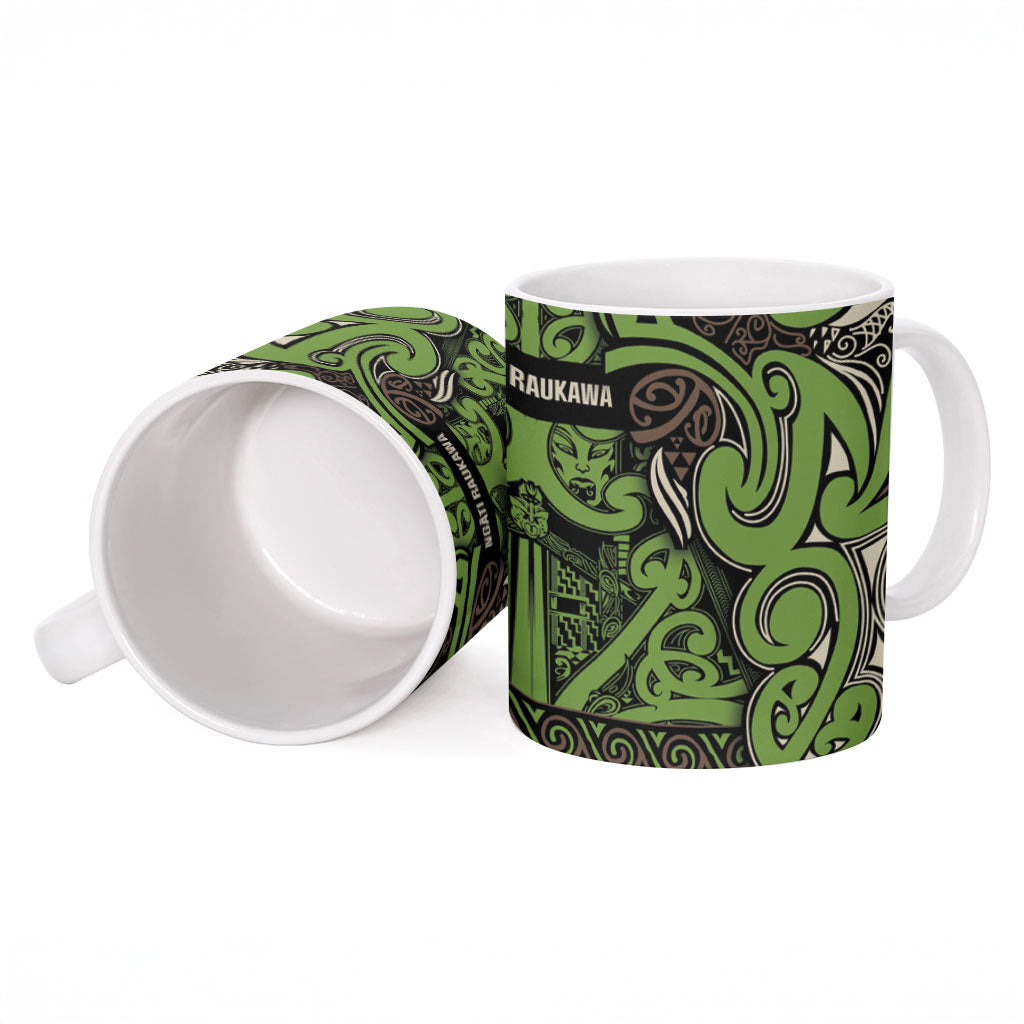 Aotearoa Iwi Ngati Raukawa Ceramic Mug Maori Wharenui House Tribal Pattern