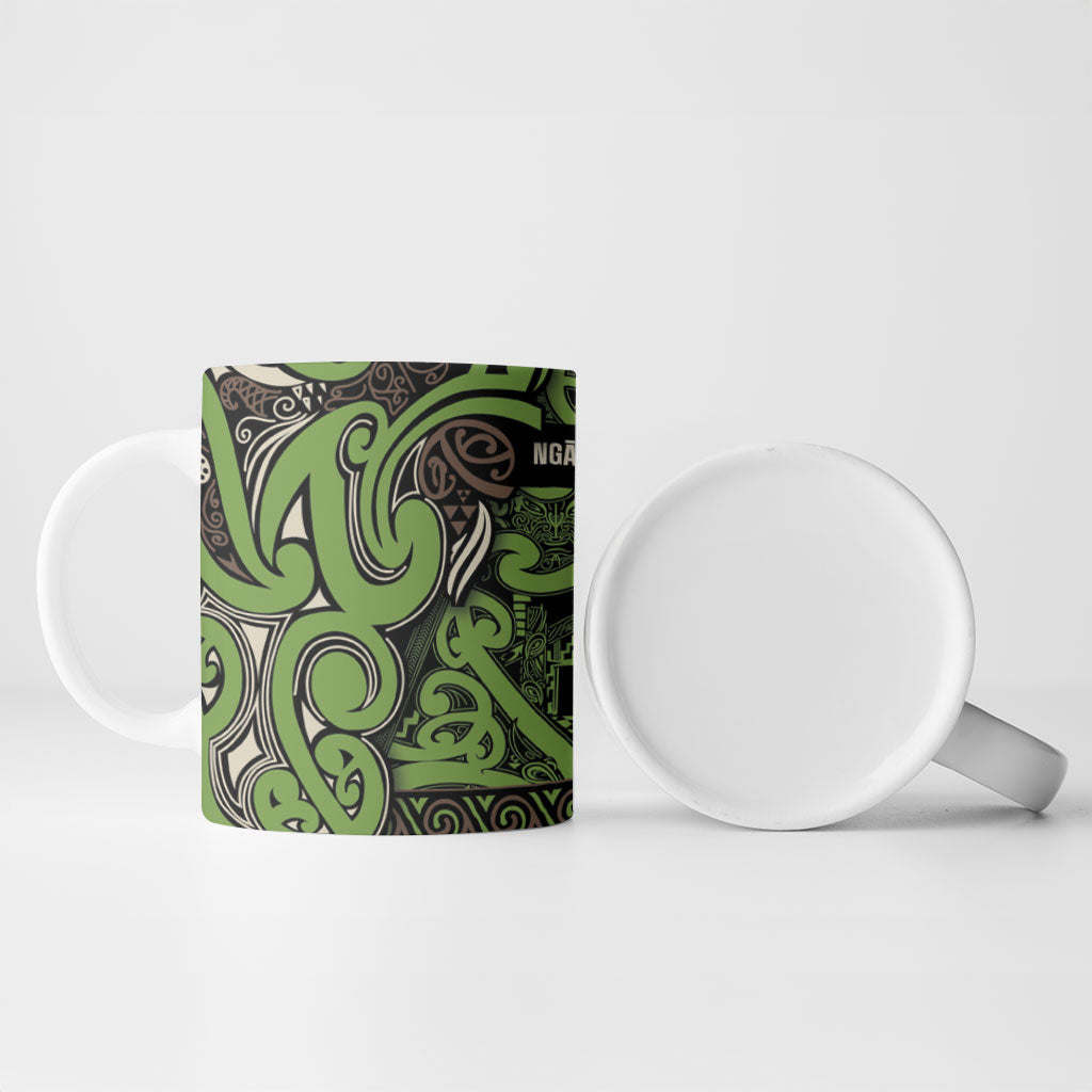 Aotearoa Iwi Ngati Raukawa Ceramic Mug Maori Wharenui House Tribal Pattern