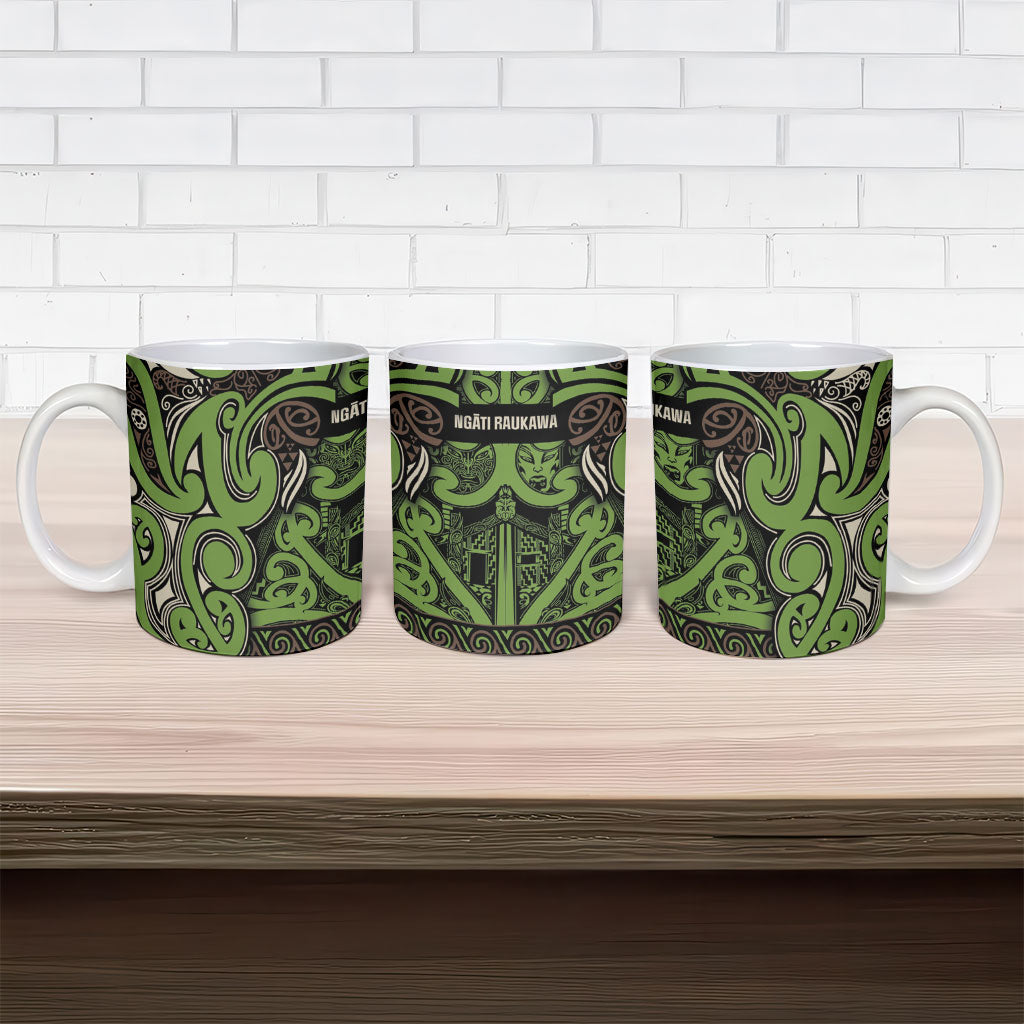 Aotearoa Iwi Ngati Raukawa Ceramic Mug Maori Wharenui House Tribal Pattern