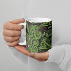 Aotearoa Iwi Ngati Raukawa Ceramic Mug Maori Wharenui House Tribal Pattern