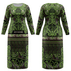 Aotearoa Iwi Ngati Raukawa Couples Matching Long Sleeve Bodycon Dress and Hawaiian Shirt Maori Wharenui House Tribal Pattern