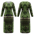 Aotearoa Iwi Ngati Raukawa Couples Matching Long Sleeve Bodycon Dress and Long Sleeve Button Shirt Maori Wharenui House Tribal Pattern