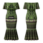 Aotearoa Iwi Ngati Raukawa Couples Matching Mermaid Dress and Long Sleeve Button Shirt Maori Wharenui House Tribal Pattern