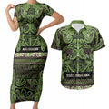 Aotearoa Iwi Ngati Raukawa Couples Matching Short Sleeve Bodycon Dress and Hawaiian Shirt Maori Wharenui House Tribal Pattern