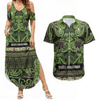 Aotearoa Iwi Ngati Raukawa Couples Matching Summer Maxi Dress and Hawaiian Shirt Maori Wharenui House Tribal Pattern