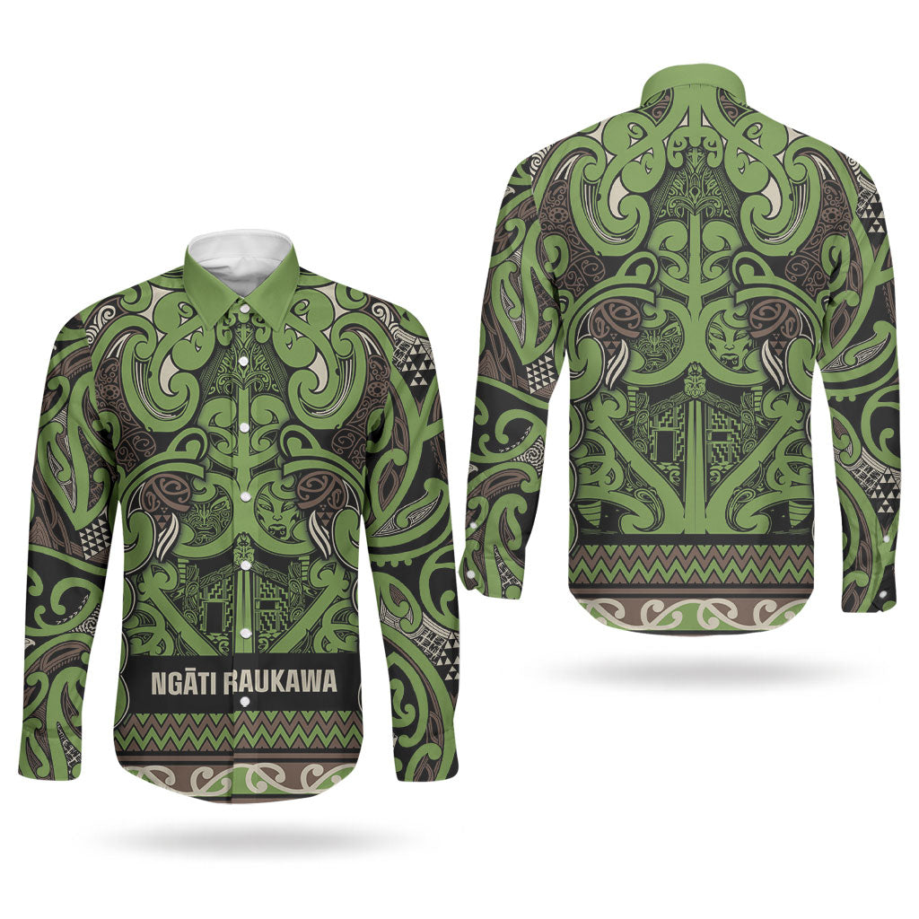 Aotearoa Iwi Ngati Raukawa Couples Matching Summer Maxi Dress and Long Sleeve Button Shirt Maori Wharenui House Tribal Pattern