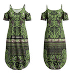 Aotearoa Iwi Ngati Raukawa Couples Matching Summer Maxi Dress and Long Sleeve Button Shirt Maori Wharenui House Tribal Pattern
