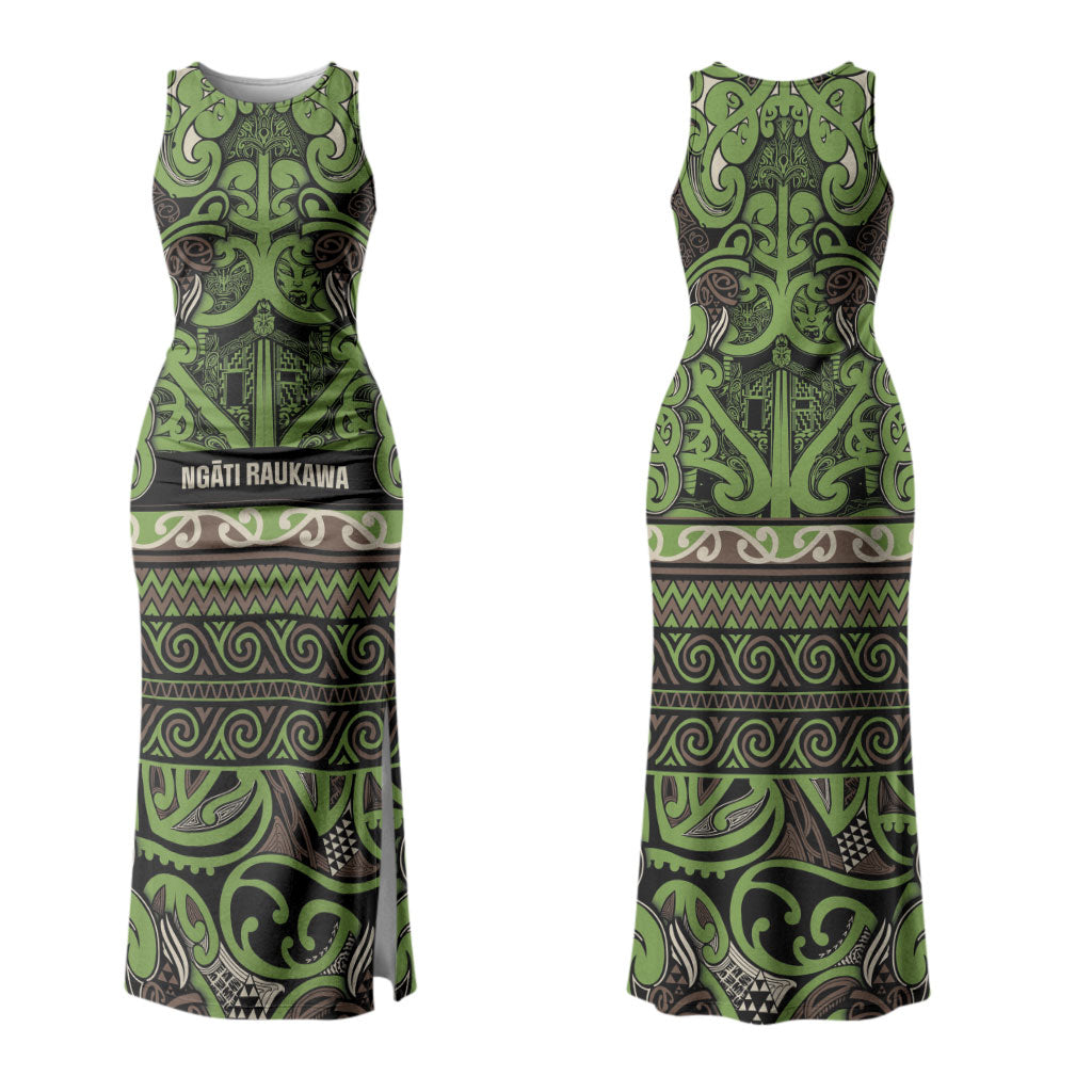 Aotearoa Iwi Ngati Raukawa Couples Matching Tank Maxi Dress and Hawaiian Shirt Maori Wharenui House Tribal Pattern